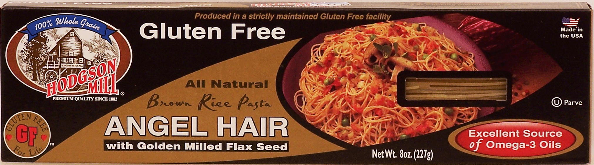 Hodgson Mill  gluten free brown rice angel hair pasta with golden milled flax seed Full-Size Picture